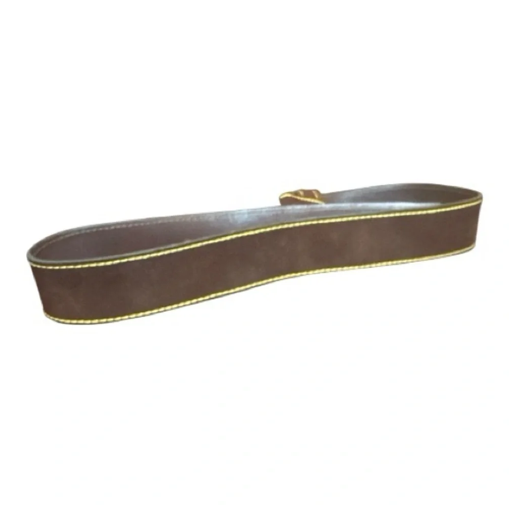 Elegant Brown Leather Belt with Gold Buckle